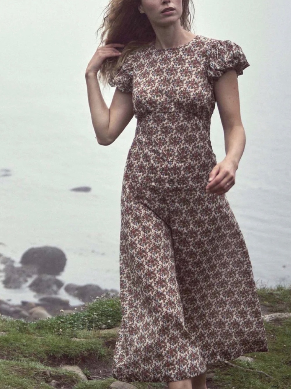 Doen Rhodia Dress - Cream & Brown Floral Dress.